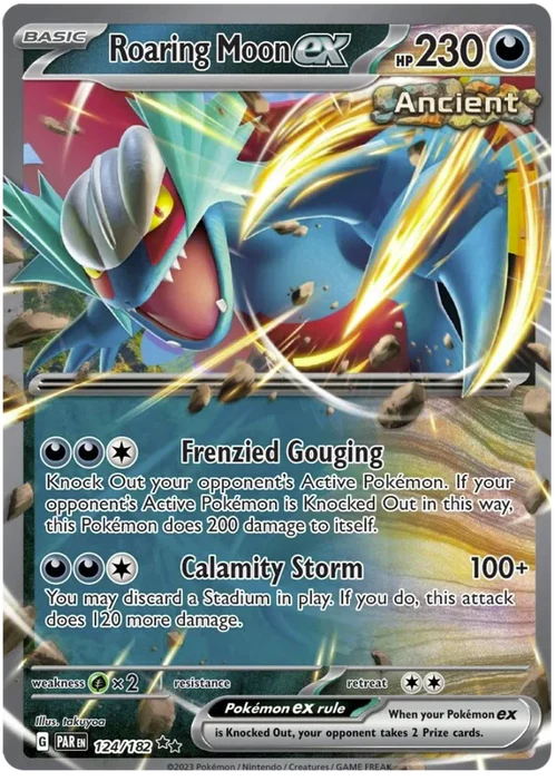 Roaring Moon ex 124/182 Double Rare Pokemon Card (SV04 Paradox Rift)