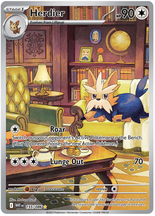 Herdier 155/086 Illustration Rare Pokemon Card (Scarlet & Violet White Flare)