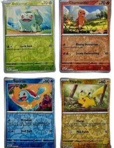Squirtle,Charmander,Bulbasaur and Pikachu Reverse Cosmos Holo(Costco Exclusive)