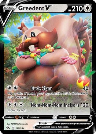 Greedent V (217/264) - SWSH08 Fusion Strike Holofoil